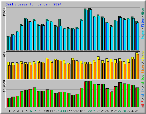 Daily usage for January 2024