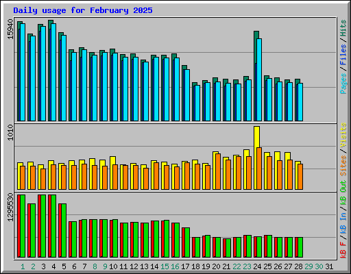 Daily usage for February 2025