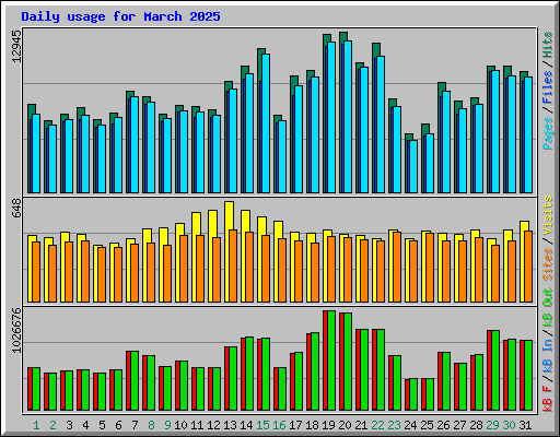 Daily usage for March 2025